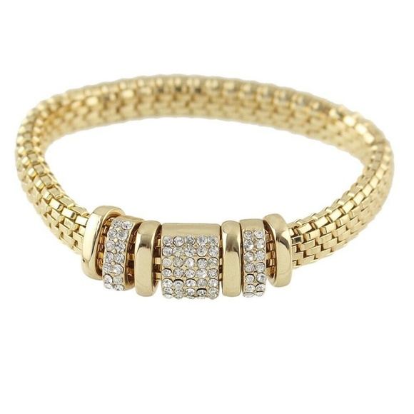 Stretch Bracelet with Pave Set CZ Sliders - Picture 2 of 3